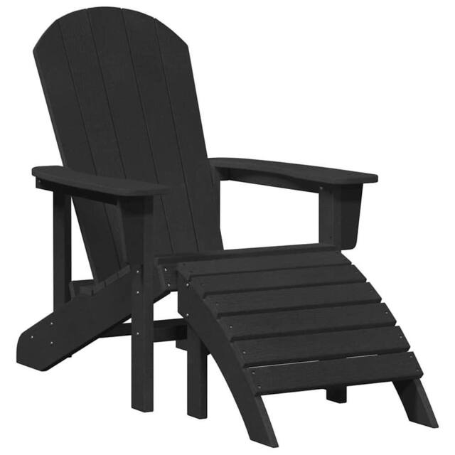 Berkfield Home Adirondack Chair with Footrest Black HDPE - image 1