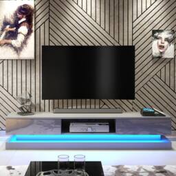 Mex Furniture LTD TV Unit Bloom 180cm - Dark Grey with Gloss Doors & LED Lights - thumbnail 4