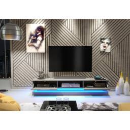 Mex Furniture LTD TV Unit Bloom 180cm - Dark Grey with Gloss Doors & LED Lights - thumbnail 6