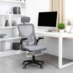 EONLION Swivel Mesh Ergonomic Home Office Chair Computer in Grey - Size: 100 cm - thumbnail 3