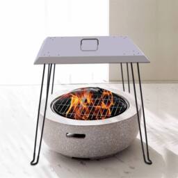 Nordara Stainless Steel Square Fire Pit Heat Deflector Lid in Silver - thumbnail 4