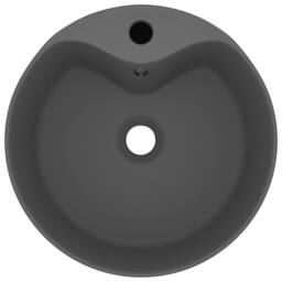 Berkfield Home Luxury Wash Basin with Overflow Matt Dark Grey 36x13 cm Ceramic - thumbnail 3
