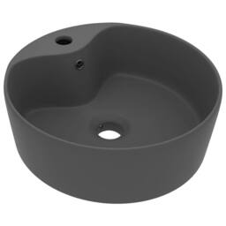 Berkfield Home Luxury Wash Basin with Overflow Matt Dark Grey 36x13 cm Ceramic - thumbnail 1
