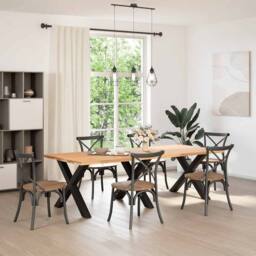 Berkfield Home Modern Dining Table Legs X-Shaped 3 pcs Black 90x(72-73) cm Steel - thumbnail 3