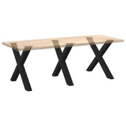 Berkfield Home Modern Dining Table Legs X-Shaped 3 pcs Black 90x(72-73) cm Steel - thumbnail 8