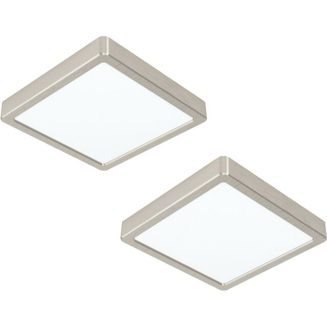 Loops 2 PACK Ceiling Light Satin Nickel 210mm Square Surface Mounted 16.5W LED 3000K in Metallics - image 1
