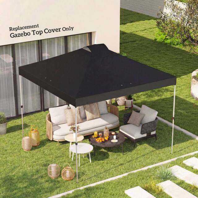 OUTSUNNY Gazebo Roof Replacement UV50+ Waterproof for 3 x 3 m Frame in Black - Size: 3000mm x 3000mm - image 1