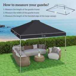 OUTSUNNY Gazebo Roof Replacement UV50+ Waterproof for 3 x 3 m Frame in Black - Size: 3000mm x 3000mm - thumbnail 3