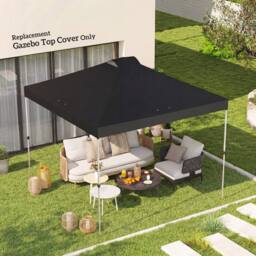 OUTSUNNY Gazebo Roof Replacement UV50+ Waterproof for 3 x 3 m Frame in Black - Size: 3000mm x 3000mm - thumbnail 1