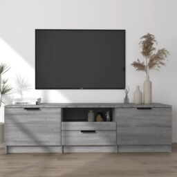 Berkfield Home TV Cabinet Grey Sonoma 140x35x40 cm Engineered Wood - Size: 140 x 35 x 40 cm - thumbnail 1