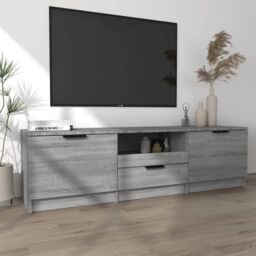 Berkfield Home TV Cabinet Grey Sonoma 140x35x40 cm Engineered Wood - Size: 140 x 35 x 40 cm - thumbnail 3