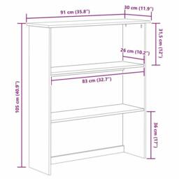 "Berkfield Home Hutch ""ASKIM"" 91x30x104 cm Solid Wood Pine in Brown - Size: 91 x 30 x 104 cm" - thumbnail 9