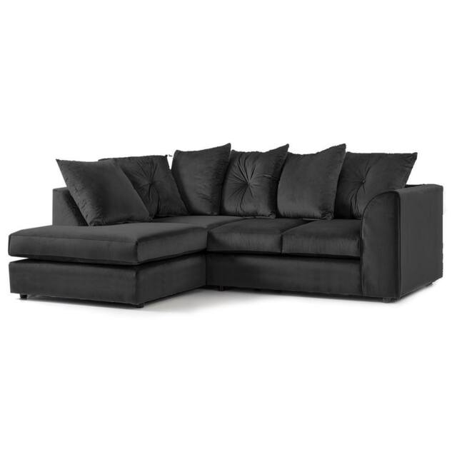 Furniture 786 Plush Velvet 4 Seater Left Hand Corner Sofa in Black - image 1
