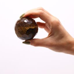 KDMD Gemstone Faceted Healing Ball & Stand - Tigereye in Chocolate - thumbnail 4