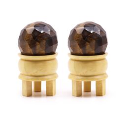 KDMD Gemstone Faceted Healing Ball & Stand - Tigereye in Chocolate - thumbnail 2