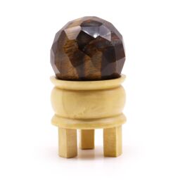 KDMD Gemstone Faceted Healing Ball & Stand - Tigereye in Chocolate - thumbnail 1
