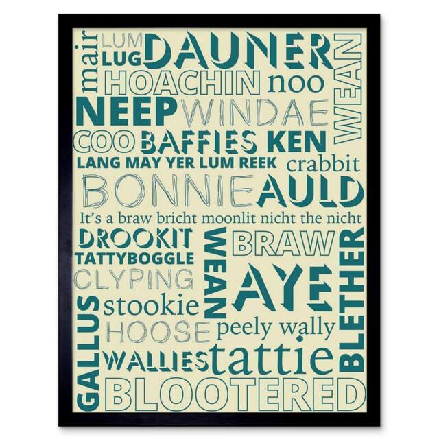 "Artery8 Scottish Scotland Sayings Words Home Decor 12x16"" Framed Art Print in Blue - Size: W12"" x H16""" - image 1