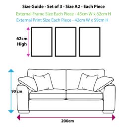 ARTZE Set of 3 Blue Abstract Minimal Wall Art Prints / Size: A3 / White Frame in Dark Blue - Size: A2 - thumbnail 3