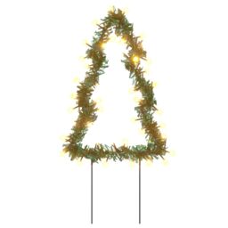 Berkfield Home Christmas Light Decorations with Spikes 3 pcs Tree 50 LEDs 30 cm in Green - thumbnail 4