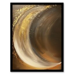 "Artery8 Crescent Moon Gold Orange Grey Abstract Painting Framed Wall Art - Size: W12"" x H16""" - thumbnail 1