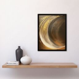 "Artery8 Crescent Moon Gold Orange Grey Abstract Painting Framed Wall Art - Size: W12"" x H16""" - thumbnail 4