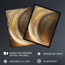 "Artery8 Crescent Moon Gold Orange Grey Abstract Painting Framed Wall Art - Size: W12"" x H16""" - thumbnail 2