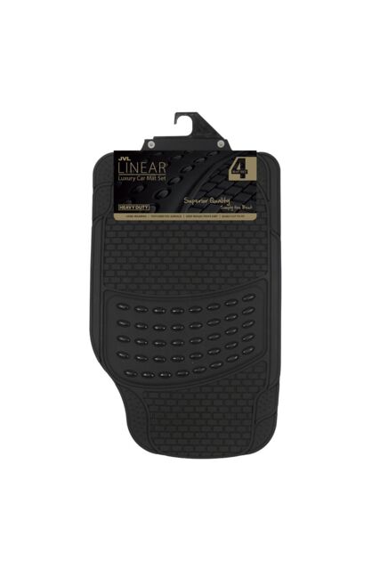 JVL Linear Luxury Car Mat Set in Black - Size: 50 cm x 75 cm - image 1