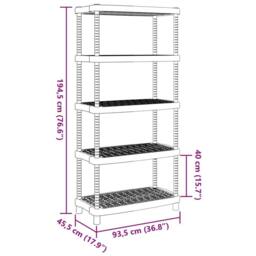Berkfield Home Storage Shelf 5-Tier Black 93.5x45.5x194.5 cm PP - thumbnail 8