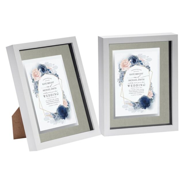 "Nicola Spring 3D Box Photo Frames - 8 x 10"" with 5 x 7"" Mount - White Mount - Pack of 2" - image 1