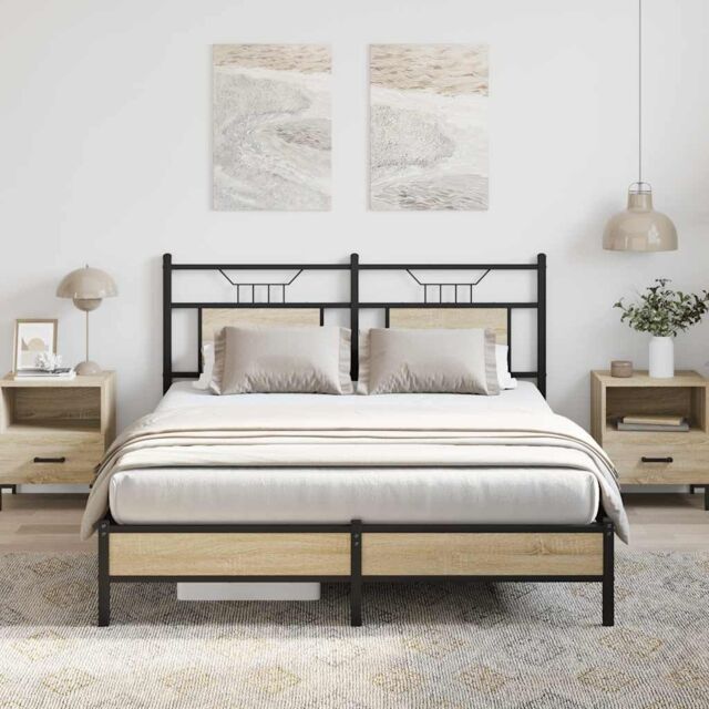 Berkfield Home Bed Frame without Mattress Sonoma Oak 150x200 cm King Size Engineered Wood in Brown - image 1