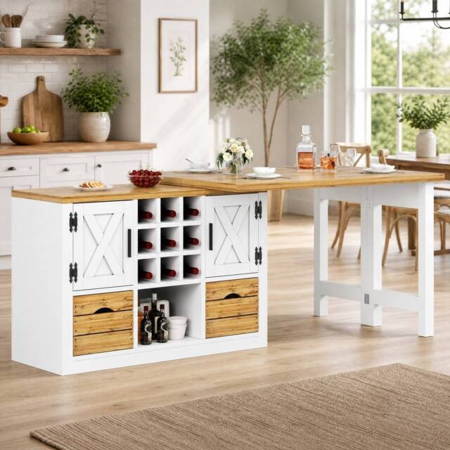STILVORA White Extendable Dining Table with Sideboard - image 1