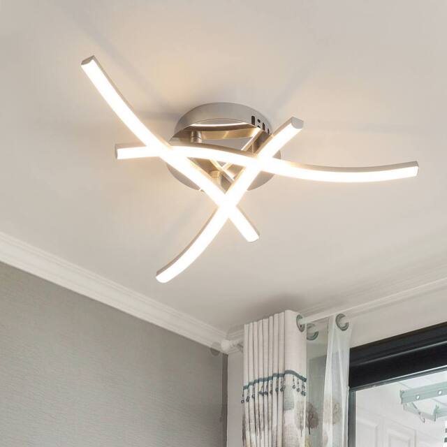 Goeco LED Ceiling Lights, Elegant Curved Design Ceiling Light, 4500K in Silver - image 1