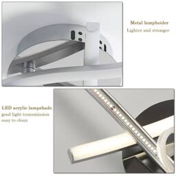 Goeco LED Ceiling Lights, Elegant Curved Design Ceiling Light, 4500K in Silver - thumbnail 6