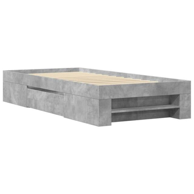 Berkfield Home Durable Bed Frame without Mattress Concrete Grey 90x200cm Enginee - Size: 90x200 cm - image 1