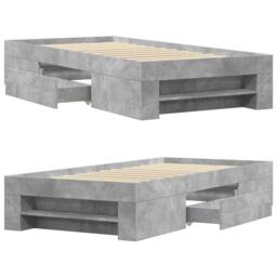 Berkfield Home Durable Bed Frame without Mattress Concrete Grey 90x200cm Enginee - Size: 90x200 cm - thumbnail 8