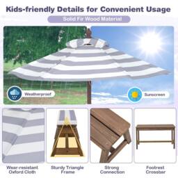 Gymax 4 Piece Wooden Picnic Table & Bench Set Outdoor Activity Desk in Brown - thumbnail 5