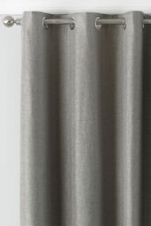 Paoletti Atlantic Twill Woven Eyelet Curtains in Grey - Size: 229 cm width x 229 cm drop - thumbnail 2