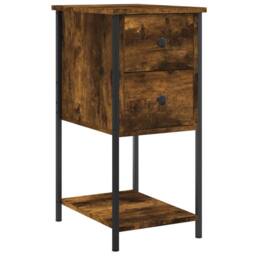 Berkfield Home Durable Bedside Cabinets 2 pcs Smoked Oak 32x42x70 cm Engineered Wood in Brown - Size: 32 x 42 x 70 cm - thumbnail 1