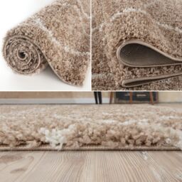 THE RUGS Moroccan Soft Shaggy Rugs & Runners Beige & Ivory Living Room - Size: 180 cm x 270 cm - thumbnail 4
