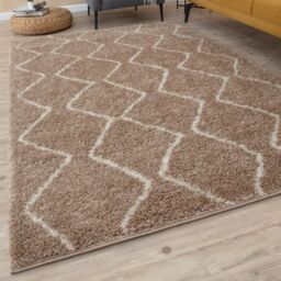 THE RUGS Moroccan Soft Shaggy Rugs & Runners Beige & Ivory Living Room - Size: 180 cm x 270 cm - thumbnail 2