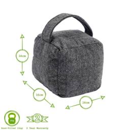 Nicola Spring Herringbone Door Stops - 16 x 16cm - Grey - Pack of 2 - Size: 16 x 16 cm - thumbnail 3
