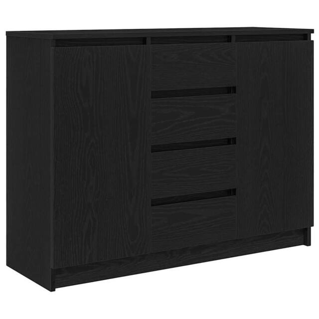 Berkfield Home Sideboard with Drawers Black Oak 100.5x35x76 cm Engineered Wood - image 1