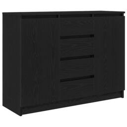 Berkfield Home Sideboard with Drawers Black Oak 100.5x35x76 cm Engineered Wood