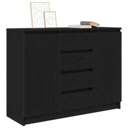 Berkfield Home Sideboard with Drawers Black Oak 100.5x35x76 cm Engineered Wood - thumbnail 4