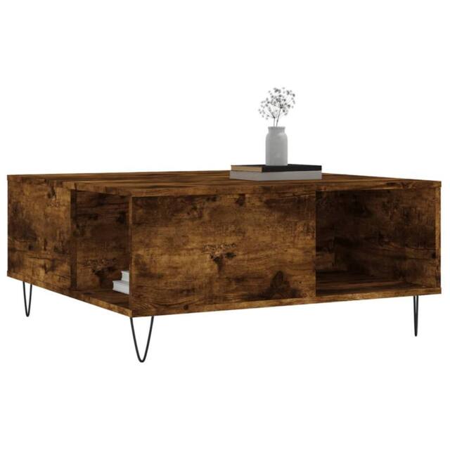Berkfield Home Modern Coffee Table Smoked Oak 80x80x36.5 cm Engineered Wood in Brown - image 1