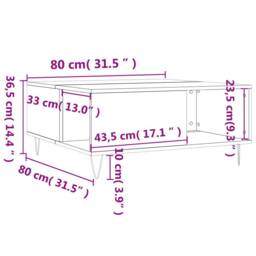 Berkfield Home Modern Coffee Table Smoked Oak 80x80x36.5 cm Engineered Wood in Brown - thumbnail 9