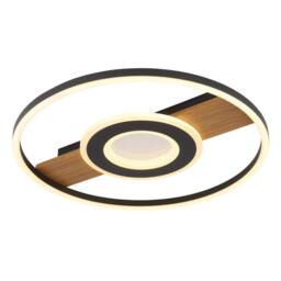 Netlighting Pikara 40.5cm Semi Flush Ceiling Light Wood Look 2x LED 3000K in Brown