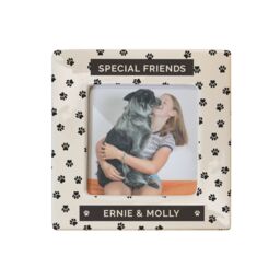 Personalised Memento Company Women's Personalised Pet Paw Print Ceramic 4x4 Frame in Beige