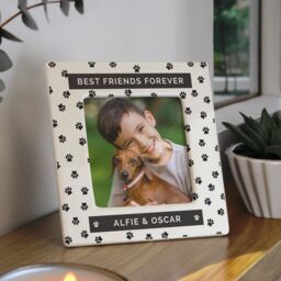 Personalised Memento Company Women's Personalised Pet Paw Print Ceramic 4x4 Frame in Beige - thumbnail 3