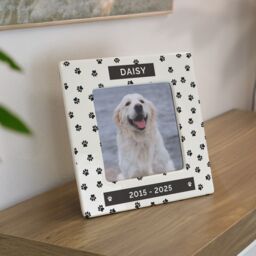 Personalised Memento Company Women's Personalised Pet Paw Print Ceramic 4x4 Frame in Beige - thumbnail 5